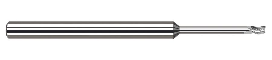 Picture of Harvey Tool 982120 Dia 0.02 LOC 0.0300 OAL2.50 End Mill Standard Flute Standard Helix Carbide Uncoated Single End Square Sharp